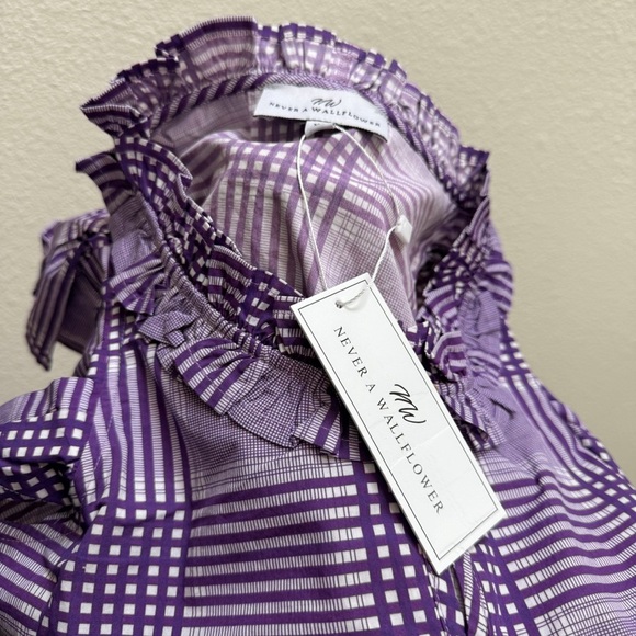 NWT Designer Never a Wallflower Rachel Dress Purple Cotton Plaid Size XS - Picture 10 of 10
